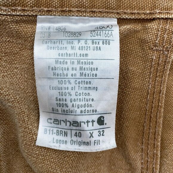 Carhartt Brown Carpenter Pants 40x32 Loose Original Fit Workwear B11 BRN - Picture 8 of 11